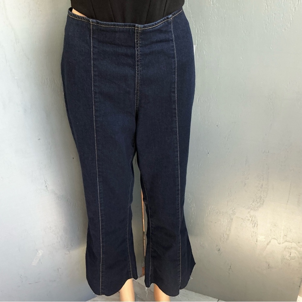 INC Flare Core High Rise CropDenim Classic Blue Women's Raw Hem Jeans